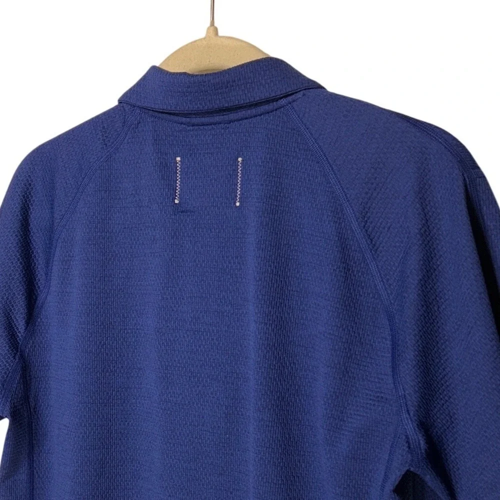 Reigning Champ Mens Blue‎ Textured Knit Short Sleeve Polo Shirt Size Small